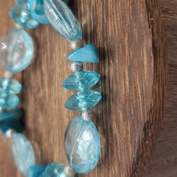 B2408 calming waters cerulean blue beaded pendant - Picture 2 of 2